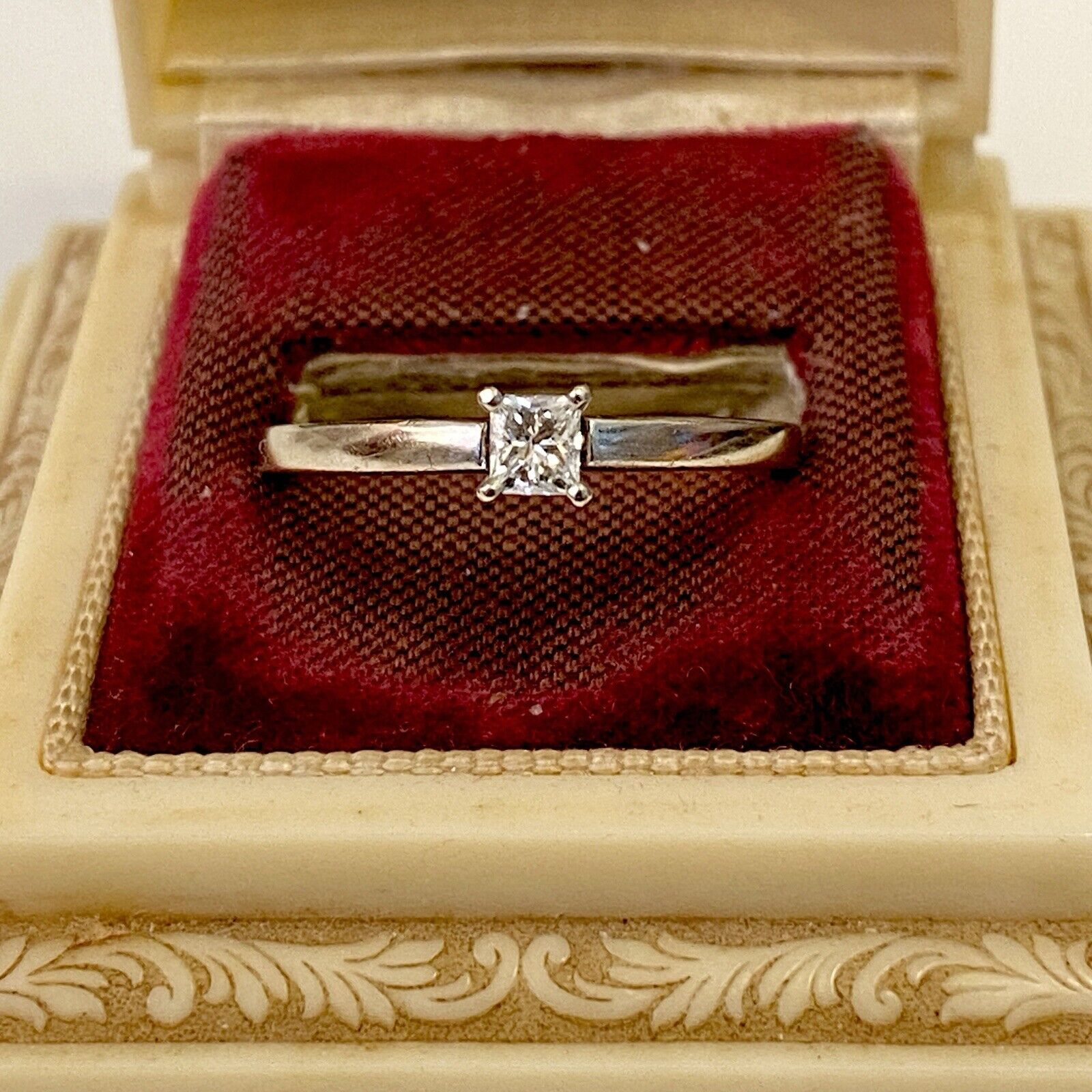 Ladies 14k Princess Cut Diamond Ring Sz 8 White Gold 1/5 Lsc Keepsake Engagement